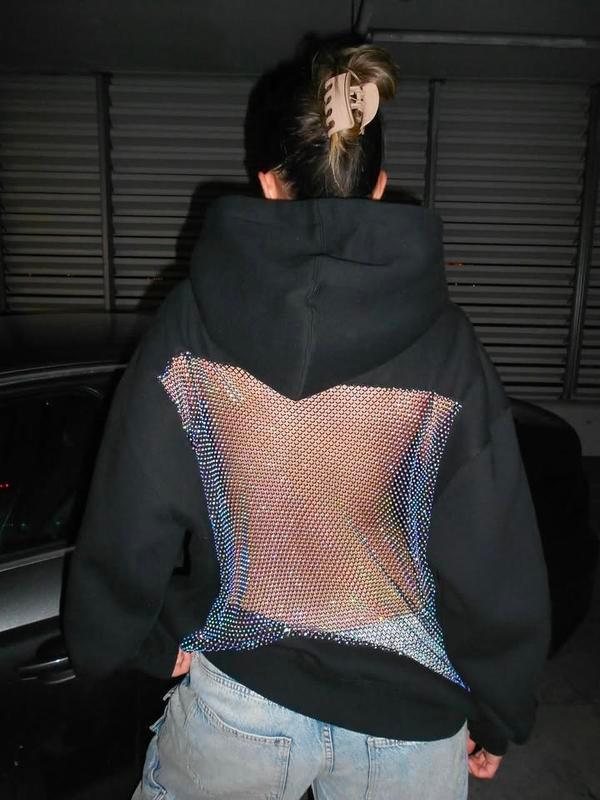 Crystal Mesh Hoodie - Black