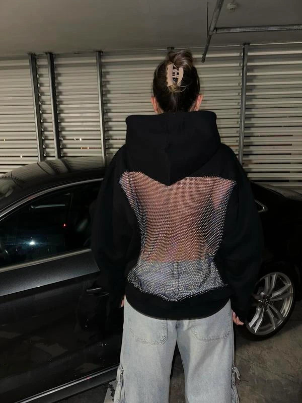 Crystal Mesh Hoodie - Black back