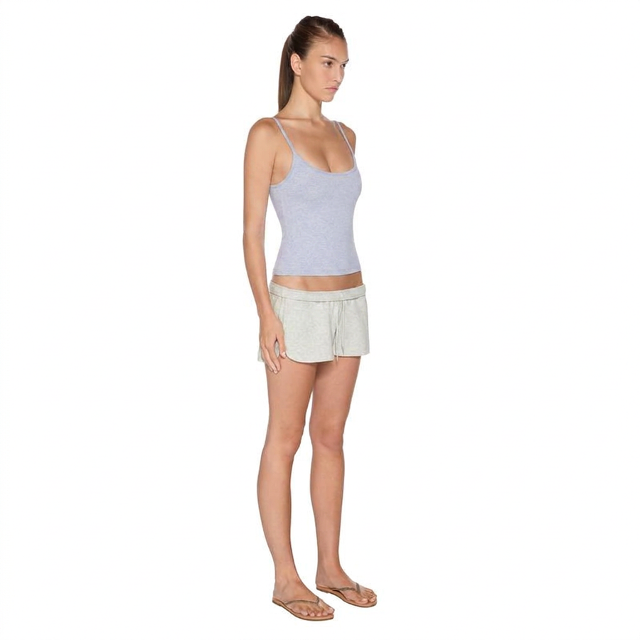 naom Tank Top in Light Grey - three-quarter full body view on model